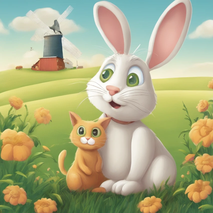 El conejo y el gato en el campo